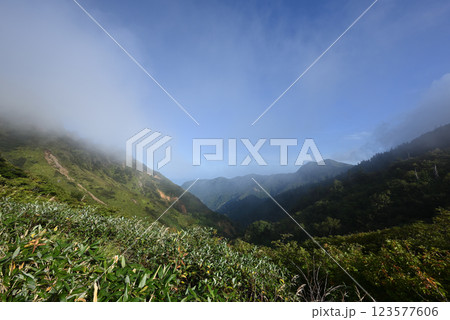 苗場山、登山、新潟県 123577606