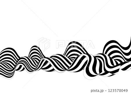 Abstract wave with black and white line pattern. 3D optical background in psychedelic style. Eps 10 123578049