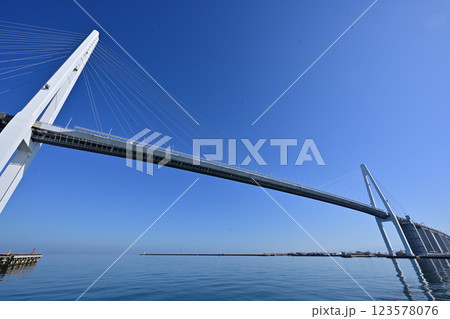 新湊大橋と橋脚、フェリー 新湊大橋と橋脚、フェリー 123578076