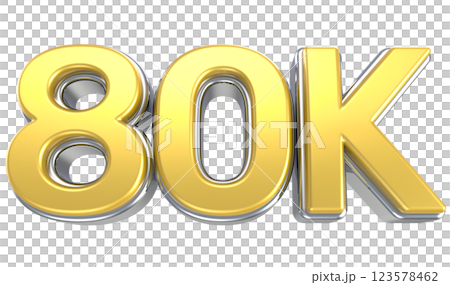 Follow Number yellow gold 3d sale isolated on white background 123578462