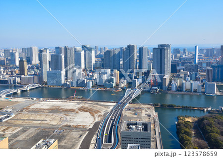都市風景 東京湾岸エリア 築地 勝どき 月島 都市風景 東京湾岸エリア 築地 勝どき 月島 123578659