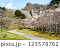 春のダム公園の暖かな風景 123578762