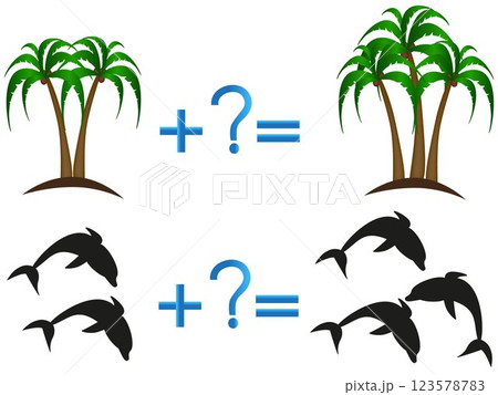 Mathematical addition, educational game for children. 123578783