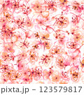 Spring watercolor seamless pattern. Watercolour florals. Pink flowers 123579817