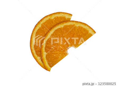 Two juicy orange slices isolated Two juicy orange slices isolated 123580025