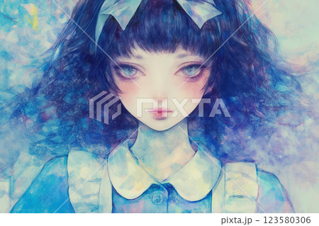 不思議の森の少女 夢のような世界観のカラフルアート 123580306