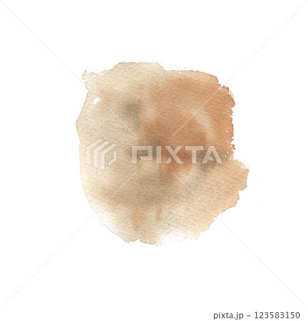 Brown watercolor brushstroke illustration. Hand drawn neutral isolated blot clipart, abstract vibrant painting for web, poster, card, background design 123583150