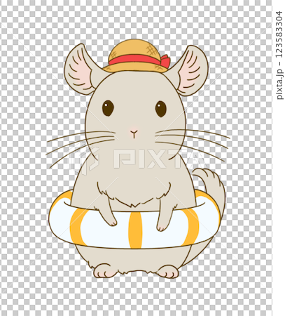 泳ぐ準備万端のチンチラ(ベージュ) 123583304