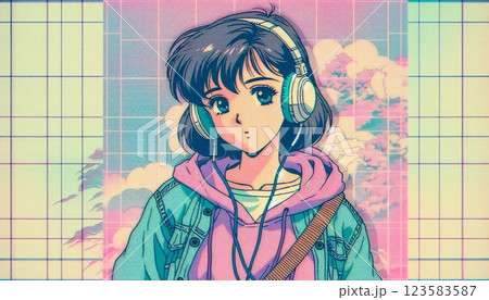 1990年代風イラスト 123583587