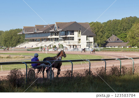 The horse racing track of the Racecourse of Caen 123583784