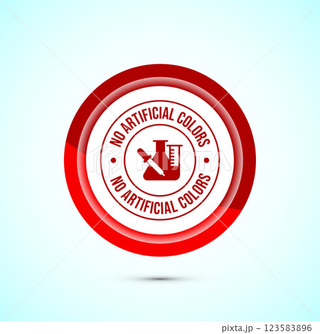 No artificial colors icon design illustration, Artificial color free symbol, Natural product, Button design 123583896