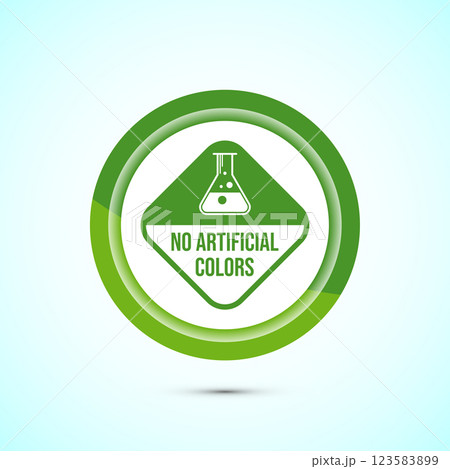 No artificial colors icon design illustration, Artificial color free symbol, Natural product, Button design 123583899