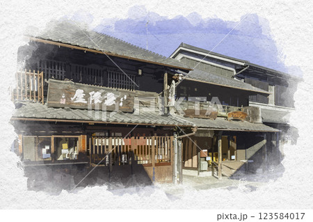 水彩画風　犬山　犬山　壽俵屋　犬山井上邸　愛知北FMオープンスタジオ　愛知県犬山市 123584017