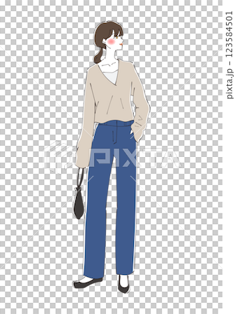 ファッションイラスト　カジュアル 123584501