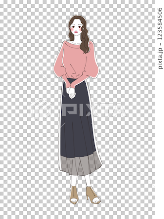 ファッションイラスト　カジュアル 123584506