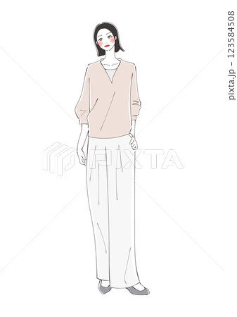ファッションイラスト　カジュアル 123584508