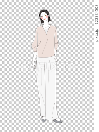 ファッションイラスト　カジュアル 123584508