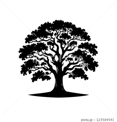 Classic Oak tree silhouette vector art template design 123584541