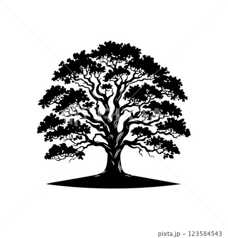 Classic Oak tree silhouette vector art template design 123584543