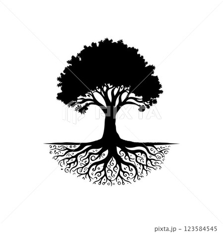 Classic Oak tree silhouette vector art template design Classic Oak tree silhouette vector art template design 123584545