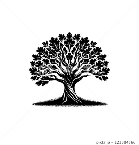 Classic Oak tree silhouette vector art template design Classic Oak tree silhouette vector art template design 123584566