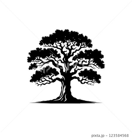 Classic Oak tree silhouette vector art template design Classic Oak tree silhouette vector art template design 123584568