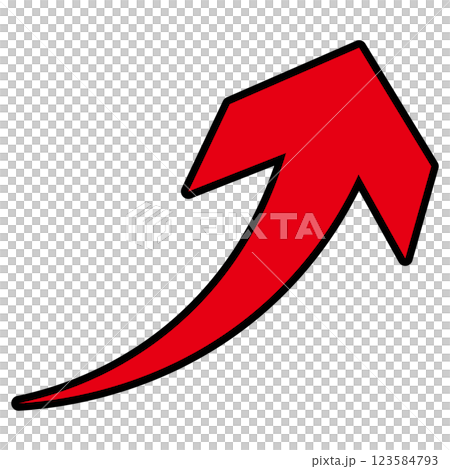 Simple illustration of a red arrow rising to the right on a white background 123584793