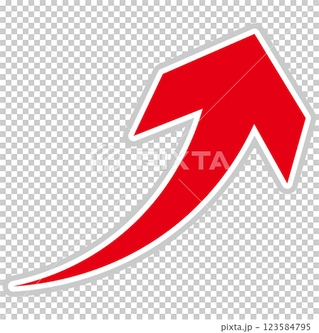 Simple illustration of a red arrow rising to the right on a white background 123584795