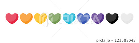 Rainbow colored heart icons isolated on white background. Vector illustration 123585045