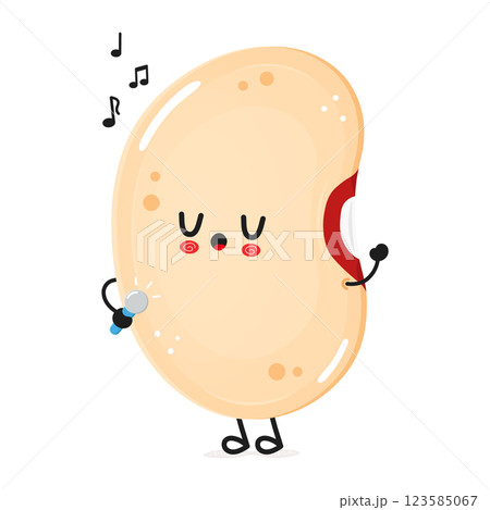 Happy Kidney Bean Singing. Cheerful Legume Character Performs a Song Happy Kidney Bean Singing. Cheerful Legume Character Performs a Song 123585067