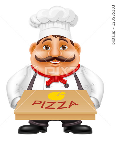 chef man preparing dishes and food in the kitchen vector illustration 123585303