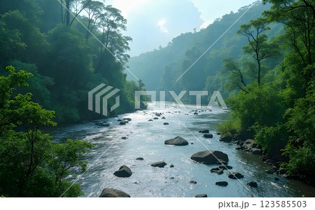river in the forest 123585503