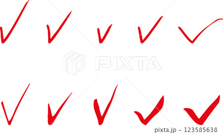 チェックマークセット　手描き 123585638