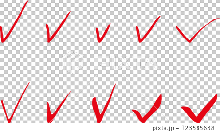 チェックマークセット　手描き 123585638