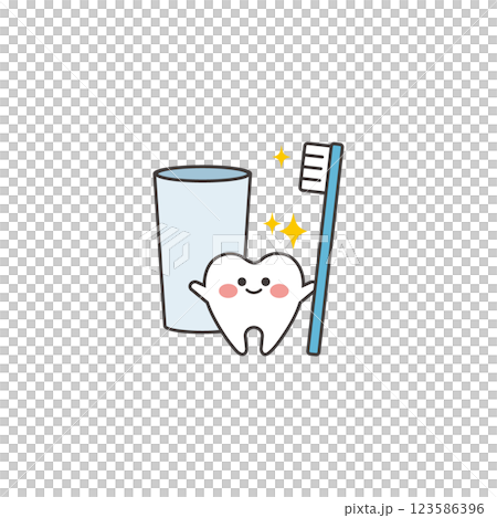 かわいい歯のキャラクターのイラスト 123586396