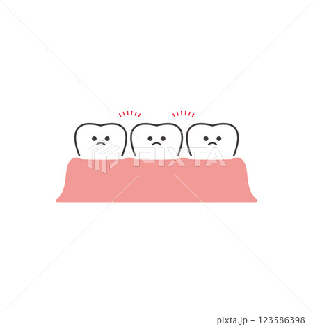 歯間が空きすぎな歯のキャラクターのイラスト 歯間が空きすぎな歯のキャラクターのイラスト 123586398