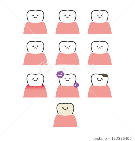 かわいい歯のキャラクターのイラストセット 123586400