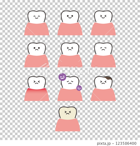 かわいい歯のキャラクターのイラストセット 123586400