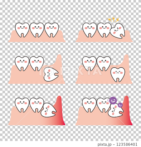 可愛的牙齒字符插圖集 123586401