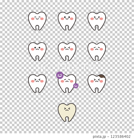可愛的牙齒字符插圖集 123586402