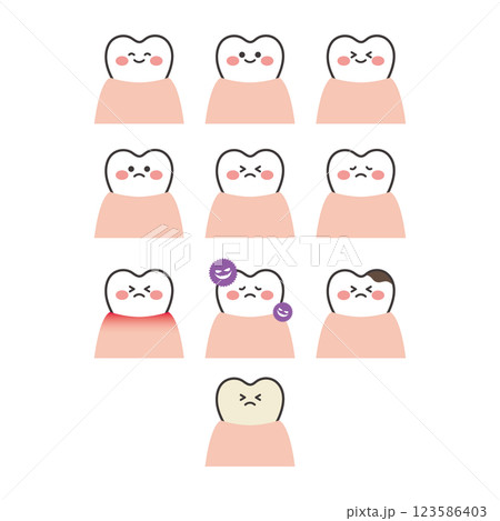 かわいい歯のキャラクターのイラストセット 123586403