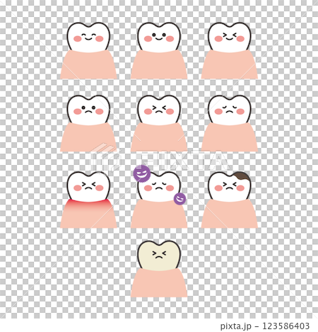 可愛的牙齒字符插圖集 可愛的牙齒字符插圖集 123586403