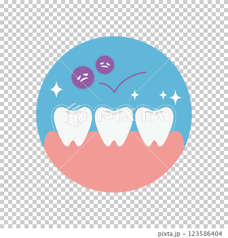 Illustration of teeth coated to prevent pigmentation and tooth decay 123586404