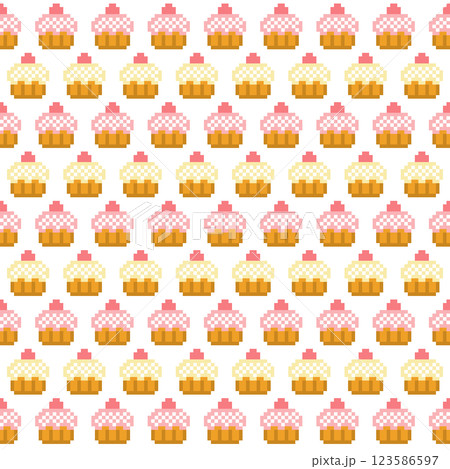苺ホイップのショートケーキのドット絵 苺ホイップのショートケーキのドット絵 123586597