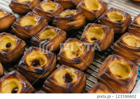 店頭に並んだデニッシュ、ベーカリーショップ、パン屋 店頭に並んだデニッシュ、ベーカリーショップ、パン屋 123586602