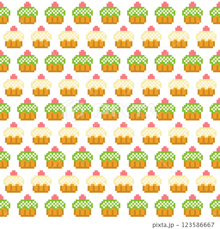 抹茶ホイップのショートケーキのドット絵 123586667