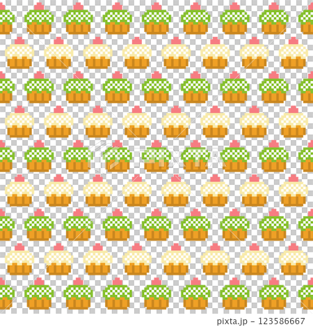 抹茶ホイップのショートケーキのドット絵 123586667