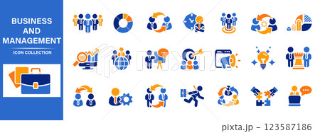 Business, data analysis, organization management and technology icon set. Teamwork, strategy, planning, marketing, cloud technology, data analysis, employee icon set. Icons vector collection Business, data analysis, organization management and technology icon set. Teamwork, strategy, planning, marketing, cloud technology, data analysis, employee icon set. Icons vector collection 123587186