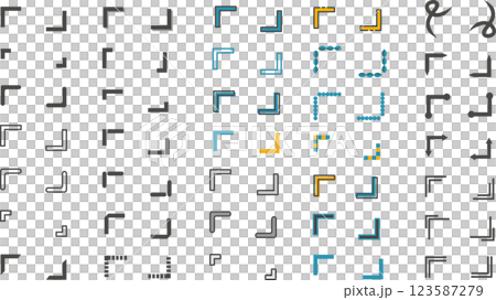 A set of brackets in various designs 123587279
