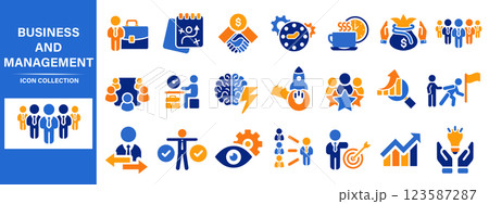 Business, data analysis, organization management and technology icon set. Teamwork, strategy, planning, marketing, cloud technology, data analysis, employee icon set. Icons vector collection Business, data analysis, organization management and technology icon set. Teamwork, strategy, planning, marketing, cloud technology, data analysis, employee icon set. Icons vector collection 123587287